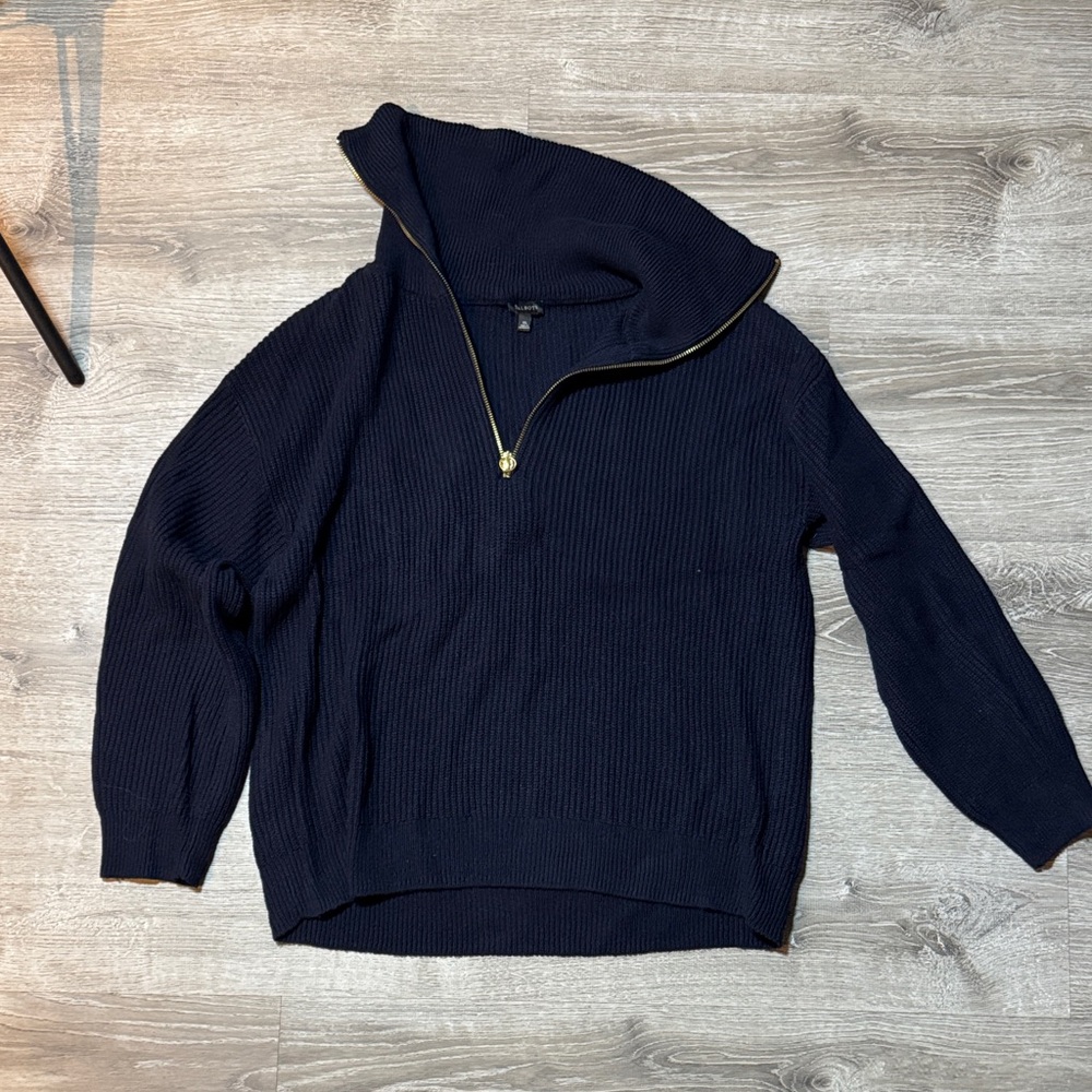 Talbots womens Dark Blue Zip-Up Sweater